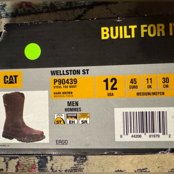 CAT Men's 12 Wellston Pull On Work Boot Steel Toe Caterpillar #PH90439 OSHA - Picture 2 of 5